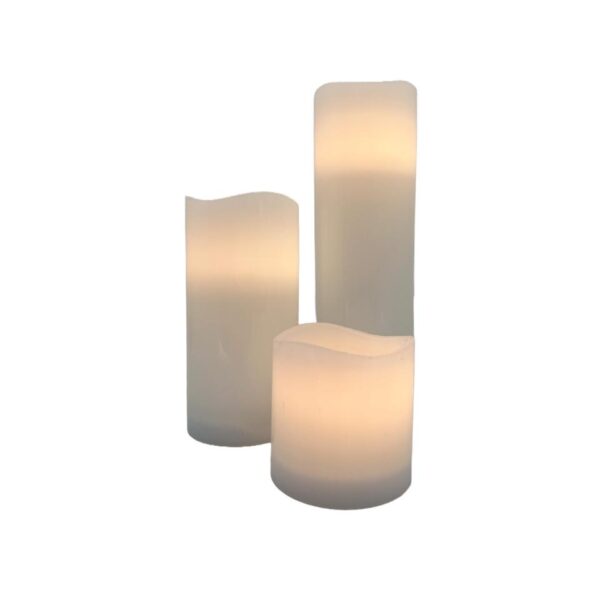 White Flameless Pillar Candles rental by ILLUME