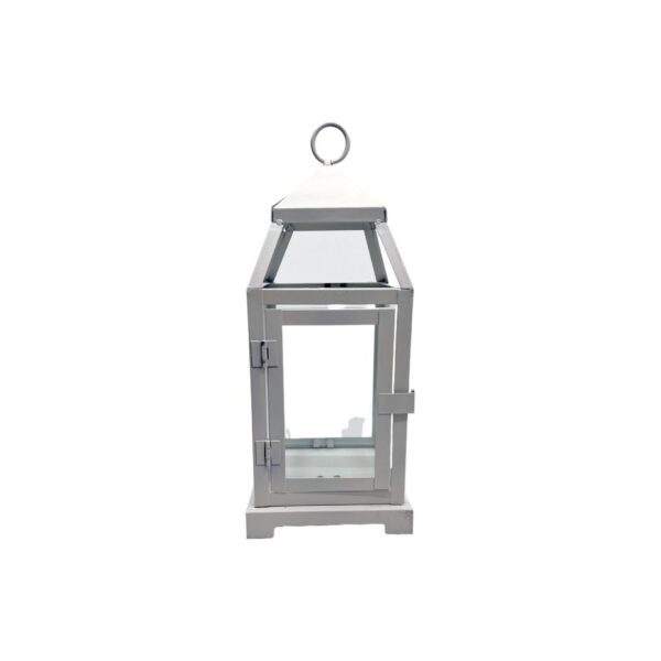 11.75" White Metal Lantern Rental by ILLUME