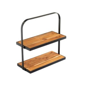 Two-Tier Rectangle Acacia Wood Display Stand by ILLUME